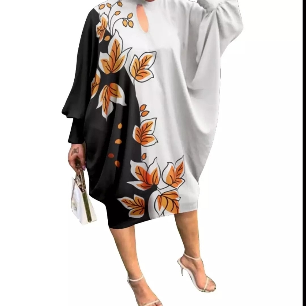 Elegant Black and White Floral Dress